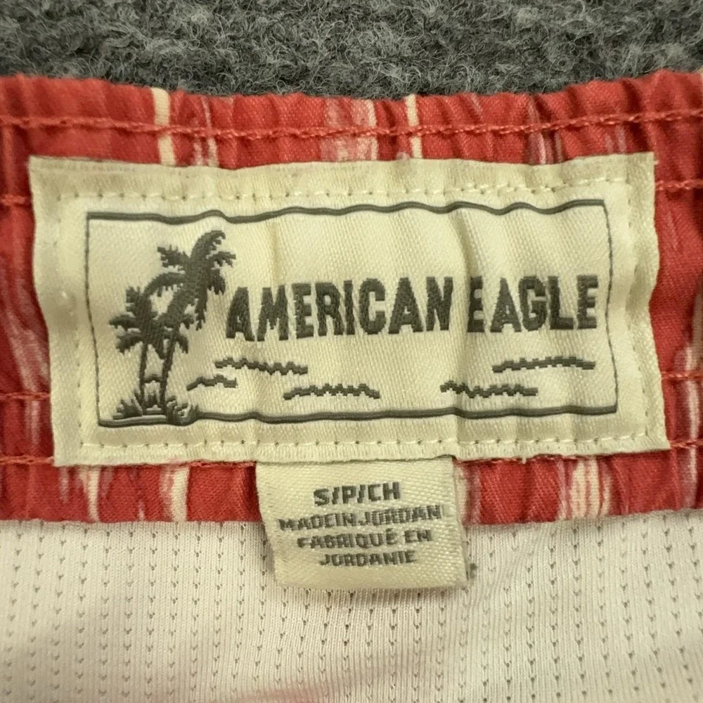 American Eagle Outfitters Swim Trunks Mens Small Red Ikat Mesh Lined Drawstring